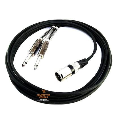 Imagem de Cabo de Áudio Blindado Y Canon XLR Macho P10 Duplo 3 Metros