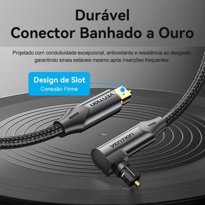 Imagem de Cabo De Áudio Fibra Óptica 90º Toslink Spdif 1,5m Vention