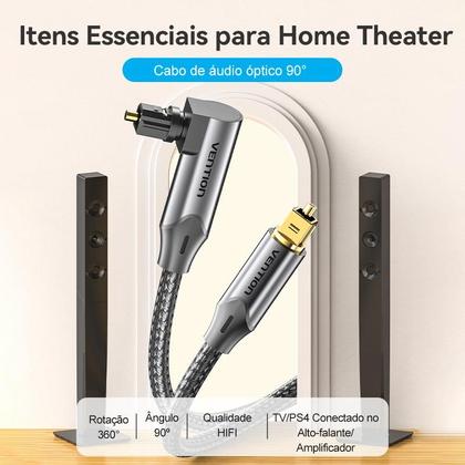 Imagem de Cabo De Áudio Fibra Óptica 90º Toslink Spdif 1,5m Vention