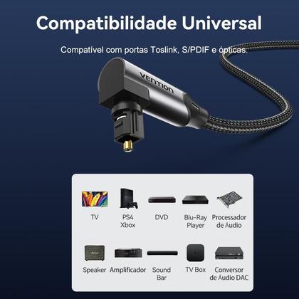 Imagem de Cabo De Áudio Fibra Óptica 90º Toslink Spdif 1,5m Vention