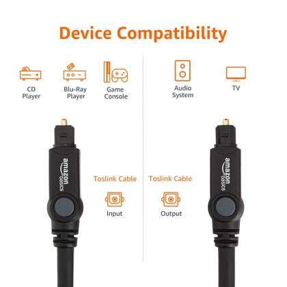 Imagem de Cabo de áudio óptico digital Toslink Amazon Basics 1m preto