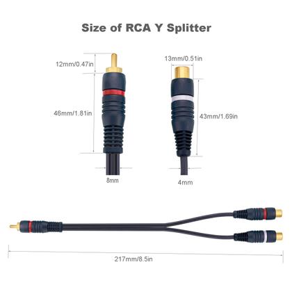 Imagem de Cabo de áudio RCA Splitter Borsuer 1 macho para 2 fêmeas 21,7 cm