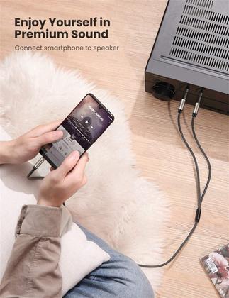 Imagem de Cabo de Áudio UGREEN 3,5mm (TRS) para 6,35mm (Dual TS Mono) - 1m