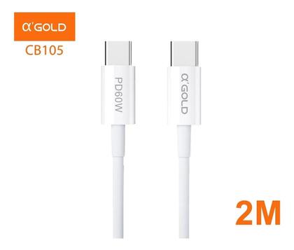 Imagem de Cabo De Carga Tipo-c Para Tipo-c Com 2 metros Turbo 60w Original A'Gold CB-105