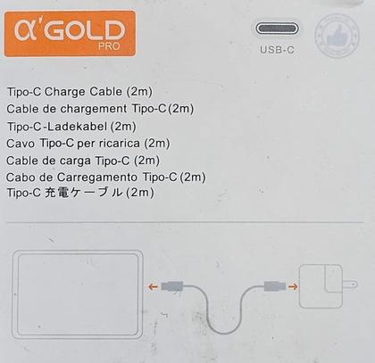 Imagem de Cabo De Carga Tipo-c Para Tipo-c Com 2 metros Turbo 60w Original A'Gold CB-105