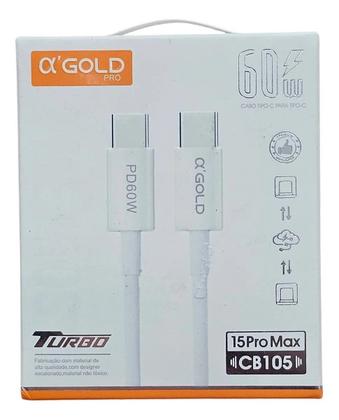 Imagem de Cabo De Carga Tipo-c Para Tipo-c Com 2 metros Turbo 60w Original A'Gold CB-105