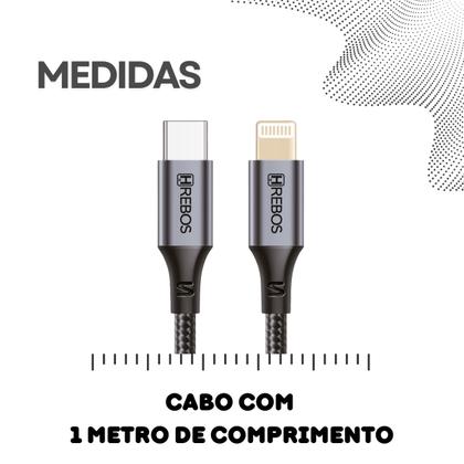 Imagem de Cabo de Carregador para Iphon USB C Lighting Hrebos Carga Rápida 27W Cabo de Dados Original 1 Metro