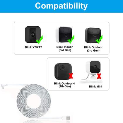 Imagem de Cabo de carregamento e carregador para câmera Blink XT/XT2 de 30 pés