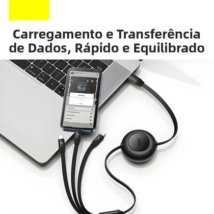 Imagem de Cabo De Carregamento Retrátil USB C 3 Em 1 De 100W Para MacBook, Samsung, Xiaomi, iPhone 12, 13, 14,