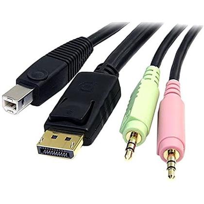 Imagem de Cabo de comutação KVM StarTech.com DP4N1USB6 1,8 m com áudio preto