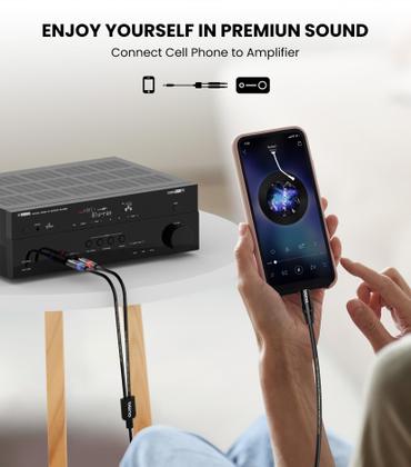 Imagem de Cabo de conexão 1/8 RTS estéreo para divisor duplo 1/4 TS Mono Y de 1 m