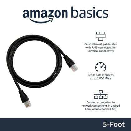 Imagem de Cabo de conexão Ethernet Amazon Basics RJ45 Cat 6 1 Gbps 1,5 m