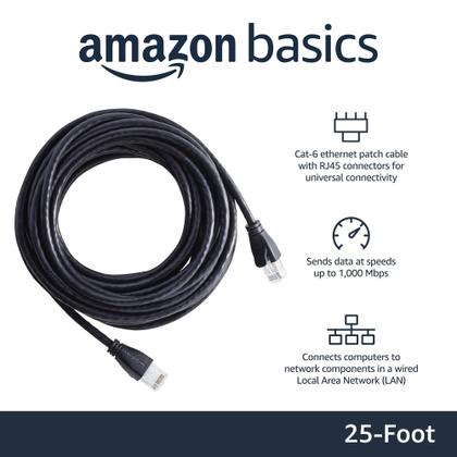 Imagem de Cabo de conexão Ethernet Amazon Basics RJ45 Cat 6, 25 pés, pacote com 10