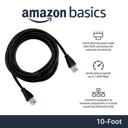 Imagem de Cabo de conexão Ethernet Amazon Basics RJ45 Cat 6, pacote de 3 m, 24