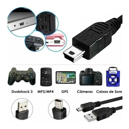 Imagem de Cabo De Dados Entrada Mini Usb 3V P/ Controle Ps3 3 Metros