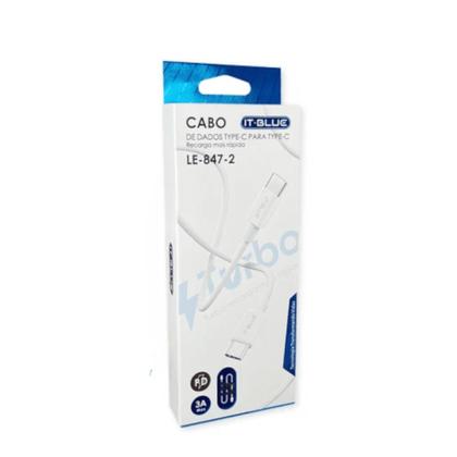 Imagem de Cabo De Dados Reforçado Rápido 2 Pontas Usb Tipo C  Duplo 2M 