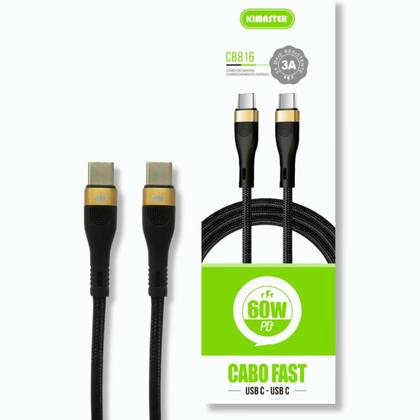Imagem de Cabo de Dados USB-C p/ USB-C 1M 60W PD CB816 Kimaster