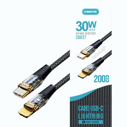Imagem de Cabo de Dados USB-C p/ USB-C 2M 60W PD CB838P Kimaster