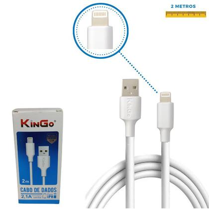 Imagem de Cabo De Dados USB Lightning 2.1A 2 Metros Branco Kingo