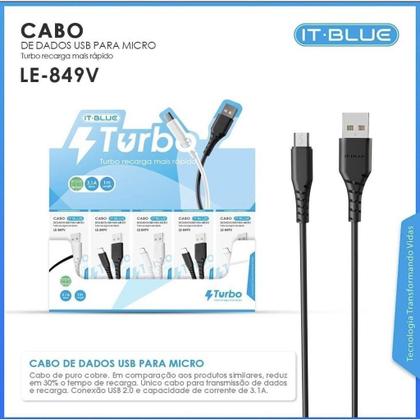 Imagem de Cabo de Dados USB + Micro USB (V8) 1M LE-849V - It-Blue