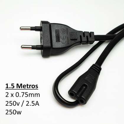 Imagem de Cabo de Energia Tipo 8 Bipolar Compatível com TV, Monitor, Notebook e Impressora LK7602 LK7602A