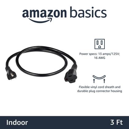 Imagem de Cabo de extensão Amazon Basics Indoor 13A 125V 1m preto x2