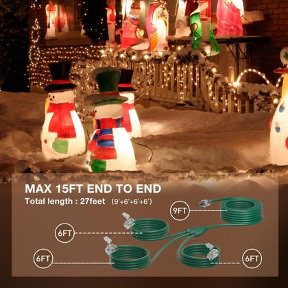 Imagem de Cabo de extensão externo adicional de 27 pés com 3 saídas e divisor
