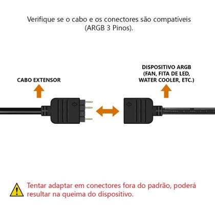 Imagem de Cabo de extensão led argb 3 pinos 5v - 2m (200cm) extensor