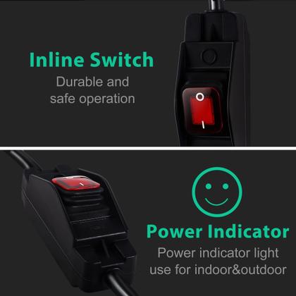 Imagem de Cabo de extensão Makevivi de 10 pés com interruptor à prova d'água certificado pela UL