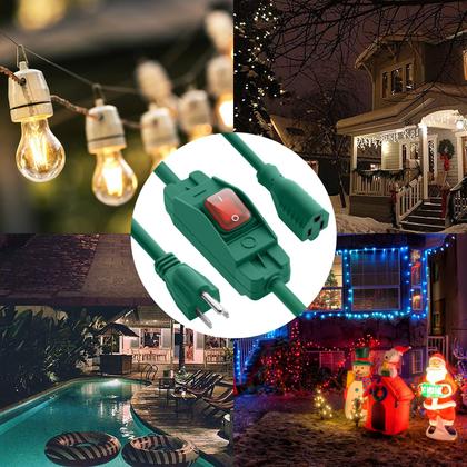 Imagem de Cabo de extensão Makevivi Outdoor Waterproof de 1,5 pés com interruptor