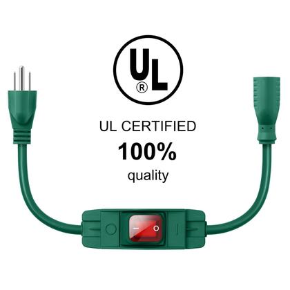 Imagem de Cabo de extensão Makevivi Outdoor Waterproof de 1,5 pés com interruptor