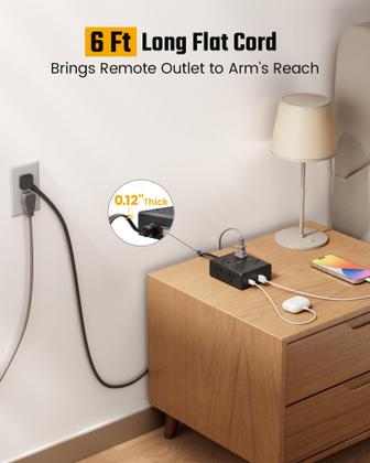 Cabo de extensão Power Strip Surge Protector 8 Outlet 4 USB
