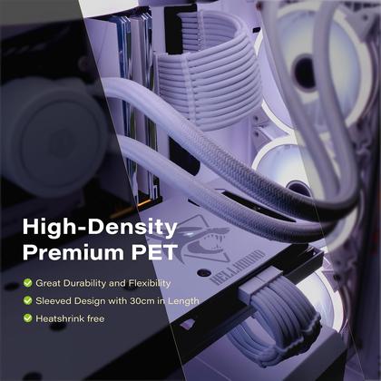 Imagem de Cabo de extensão PSU com capa EZDIY-FAB, todo branco, 30 cm