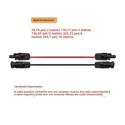 Imagem de Cabo De Extensão Solar Vermelho E Preto Com Dupla Ponta, 2-10 Metros, Conector 4mm²/6mm² Para Painel