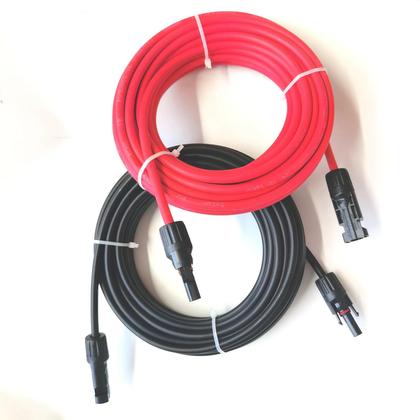 Imagem de Cabo De Extensão Solar Vermelho E Preto Com Dupla Ponta, 2-10 Metros, Conector 4mm²/6mm² Para Painel