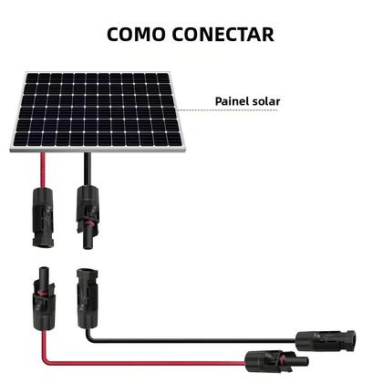 Imagem de Cabo De Extensão Solar Vermelho E Preto Com Dupla Ponta, 2-10 Metros, Conector 4mm²/6mm² Para Painel