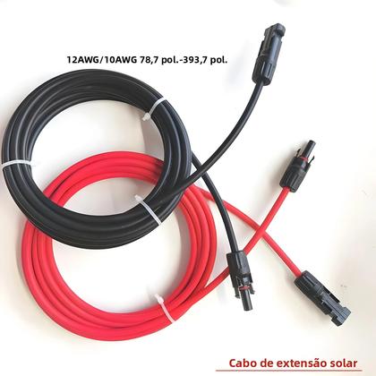 Imagem de Cabo De Extensão Solar Vermelho E Preto Com Dupla Ponta, 2-10 Metros, Conector 4mm²/6mm² Para Painel