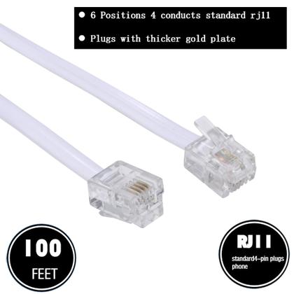 Imagem de Cabo de extensão telefônica Ubramac 30m com plugue RJ11 branco