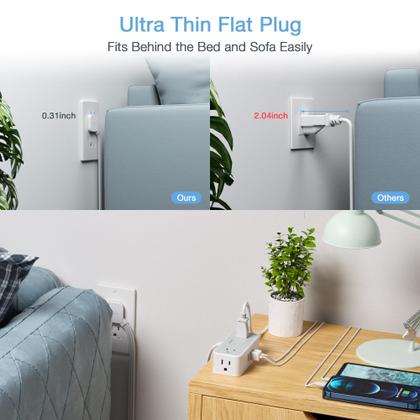 Imagem de Cabo de extensão TESSAN Ultra Thin de 1,5 m com protetor contra sobretensão de 4 saídas