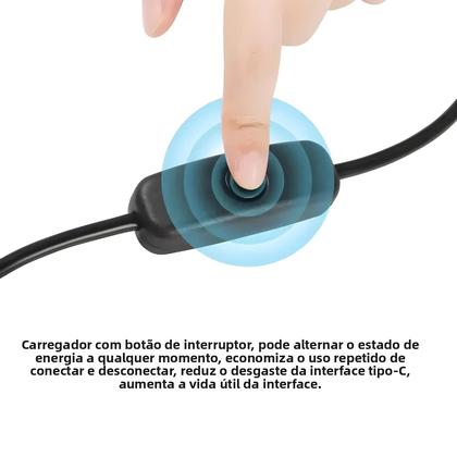 Imagem de Cabo De Extensão Tipo C Para Micro USB Com Interruptor Liga/Desliga, Cabo De Alimentação 5V Macho