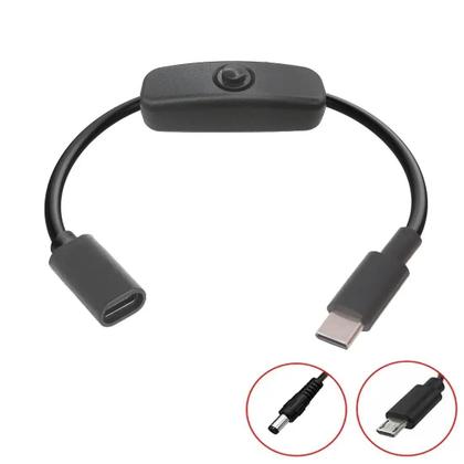 Imagem de Cabo De Extensão USB C Para Micro USB Com Interruptor ON/OFF, Cabo De Carregamento PD 5V, Macho Para