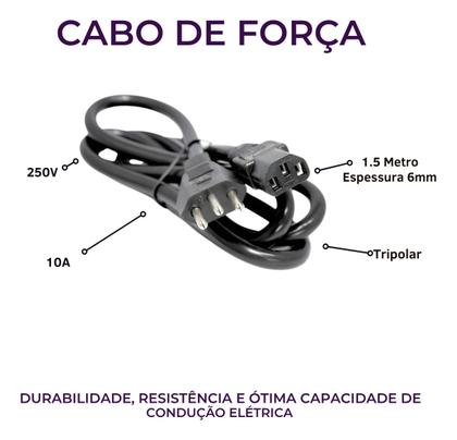 Imagem de Cabo De Força 10a Tripolar Pc Fonte Computador Cpu Monitor Preto