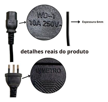 Imagem de Cabo De Força 10a Tripolar Pc Fonte Computador Cpu Monitor Preto