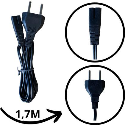 Imagem de Cabo De Força 1,7m Bipolar Tv Monitor Radio Ps3 Ps4 Kit C/ 7