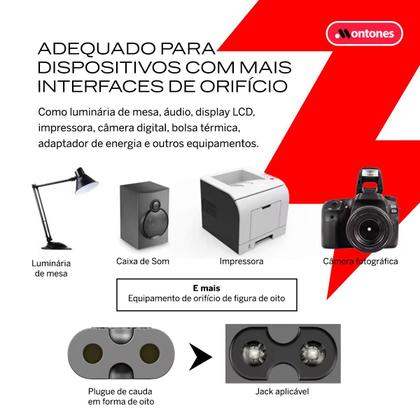 Imagem de Cabo de Força Energia Bipolar Tipo 8 Rádio Tv Impressora PS4 PS3 PS2 Game Monitor Notebook