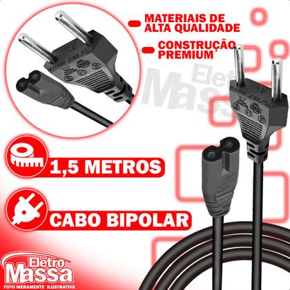 Imagem de Cabo De Força Energia Tipo Oito Fontes Tvs 1M Kit Com 20