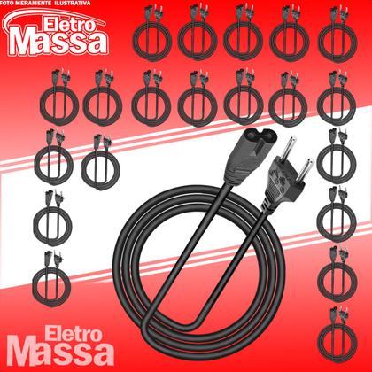 Imagem de Cabo De Força Energia Tipo Oito Fontes Tvs 1M Kit Com 20