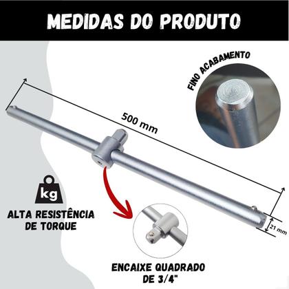 Imagem de Cabo De Força Tipo T Profissional 3 4 Para soquete Resistente