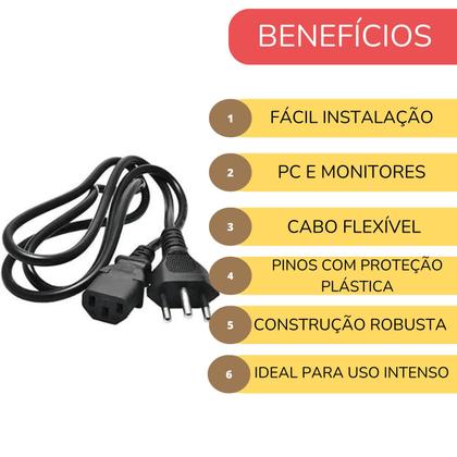 Imagem de Cabo de Força Tripolar 220V 110V Confiável e Seguro