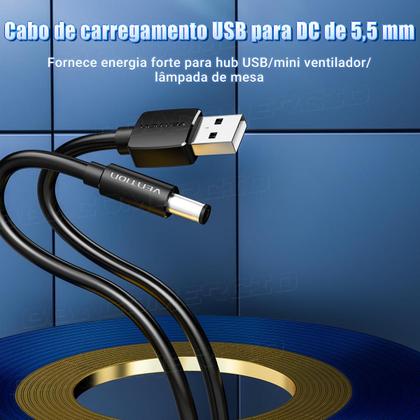 Imagem de Cabo De Força Usb Macho X 5.5mm Plug Dc Vention para Tablet